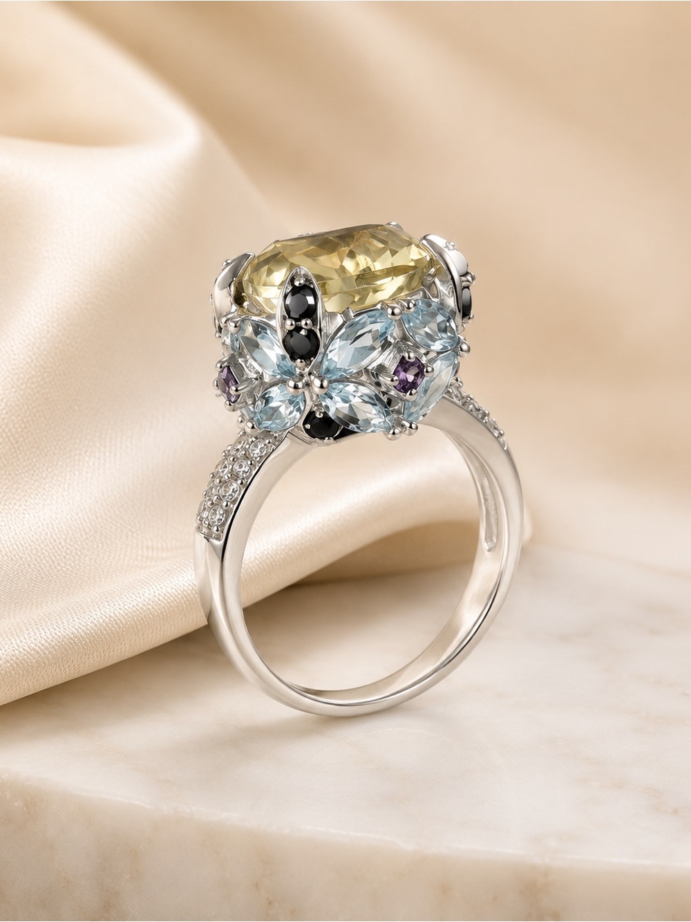 ✨8-Carat Lemon Quartz Sterling Silver Cocktail Ring✨